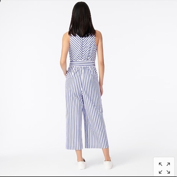 J. Crew V-Neck Jumpsuit in Striped Cotton Poplin - Picture 4 of 4